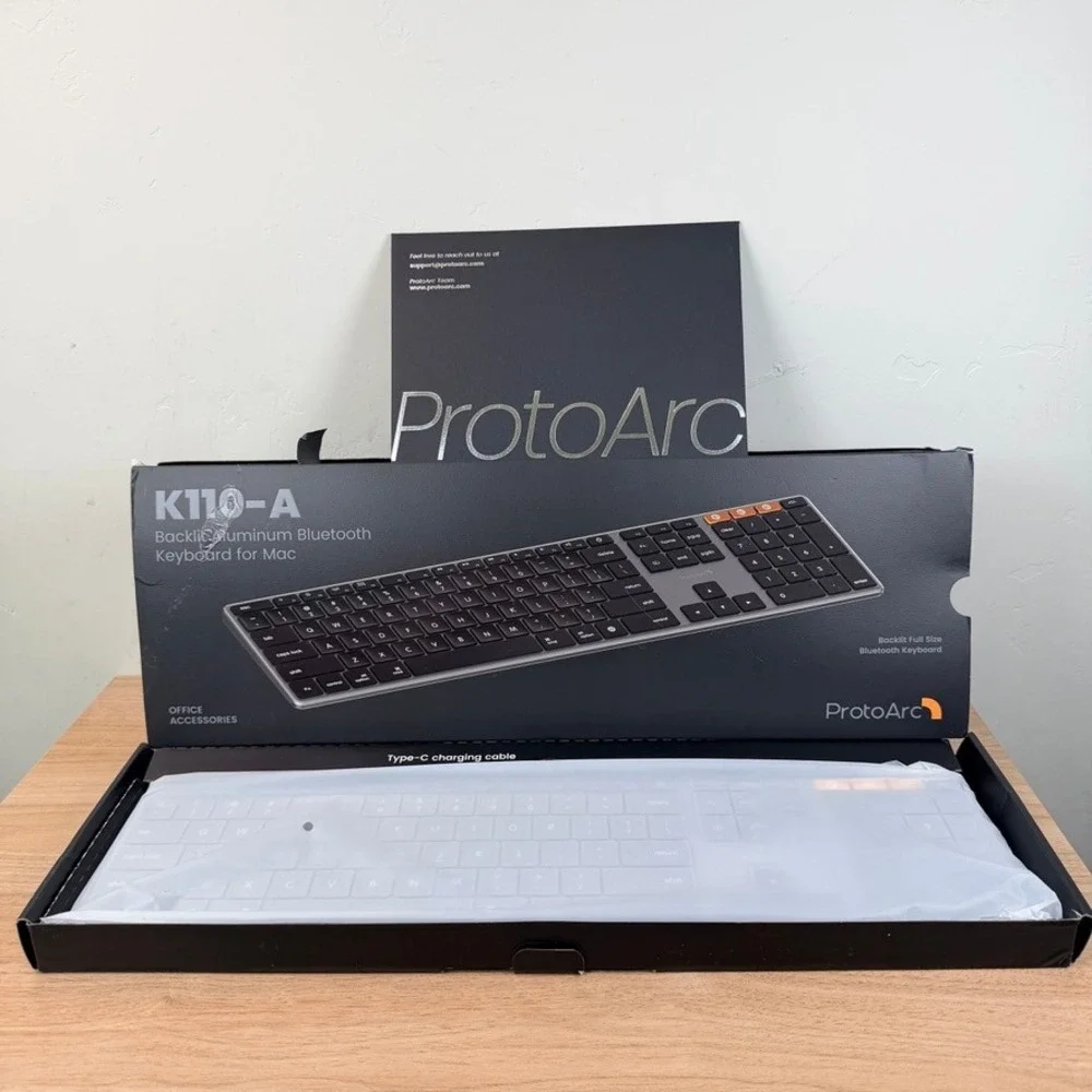 ProtoArc K110-A Backlit Aluminum Bluetooth Keyboard for Mac Space Gray Wireless
